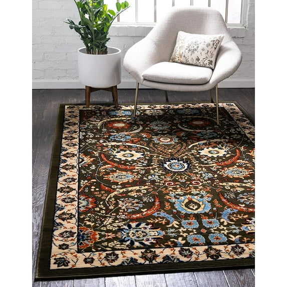 Rugs.com Neda Collection Rug – 5' x 8' Green Low Rug Perfect For Bedrooms, Dining Rooms, Living Rooms