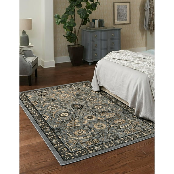 Rugs.com Neda Collection Rug – 7' x 10' Dark Gray Low Rug Perfect For Bedrooms, Dining Rooms, Living Rooms