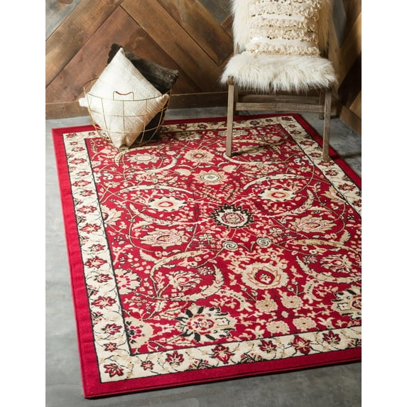 Rugs.com Neda Collection Rug – 8' x 10' Red Low Rug Perfect For Living Rooms, Large Dining Rooms, Open Floorplans