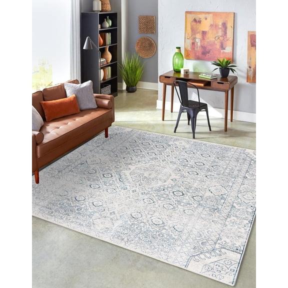 Rugs.com Newport Collection Rug – 10' 2 Square Gray Medium Rug Perfect For Living Rooms, Kitchens, Entryways