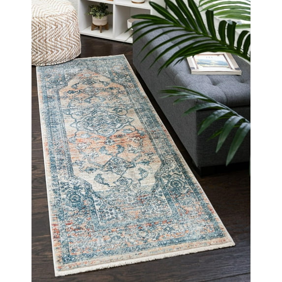 Rugs.com Newport Collection Rug – 2' x 4' Runner Multi Medium Rug Perfect For Hallways, Entryways