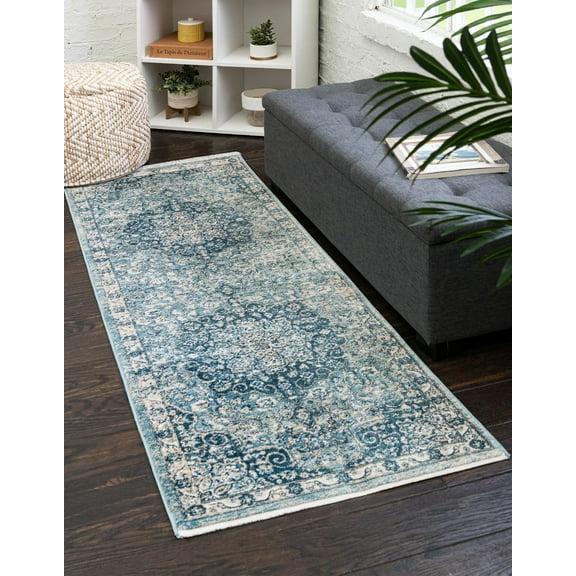 Rugs.com Newport Collection Rug – 2' x 4' Runner Navy Blue Medium Rug Perfect For Hallways, Entryways