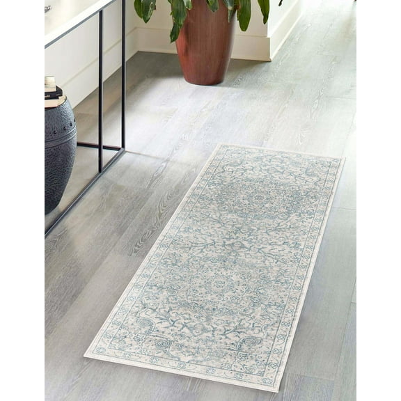 Rugs.com Newport Collection Rug – 2' x 6' Runner Gray Medium Rug Perfect For Hallways, Entryways