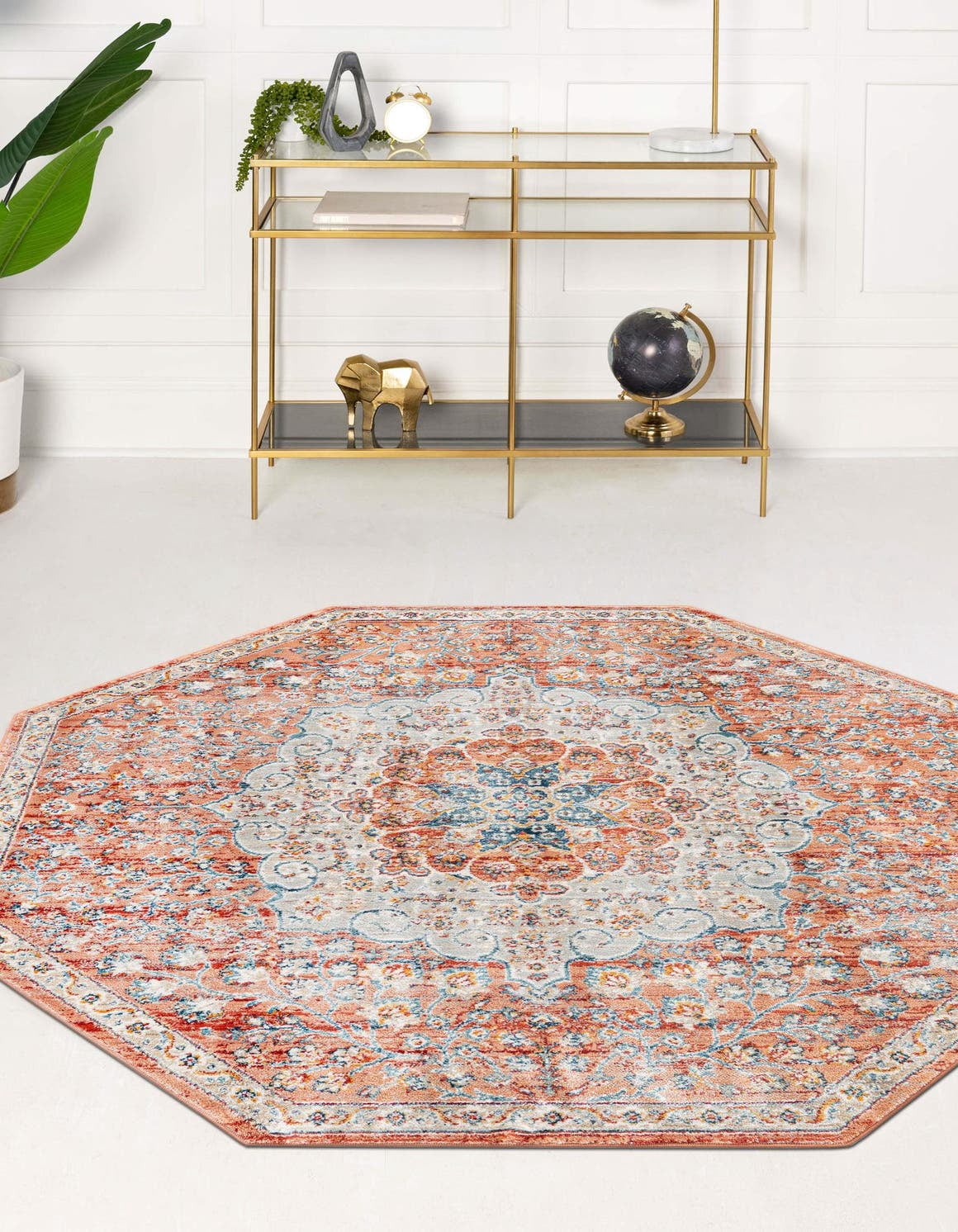 Rugs.com Newport Collection Rug – 4' Octagon Red Medium Rug Perfect For ...