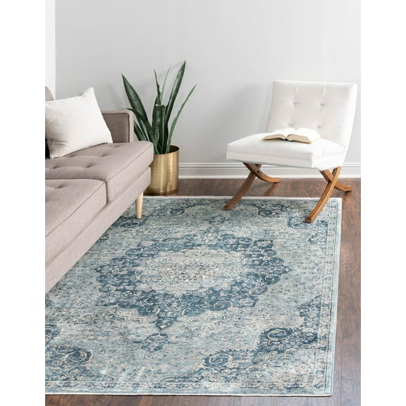 Rugs.com Newport Collection Rug – 5' 3 x 8' Navy Blue Medium Rug Perfect For Bedrooms, Dining Rooms, Living Rooms