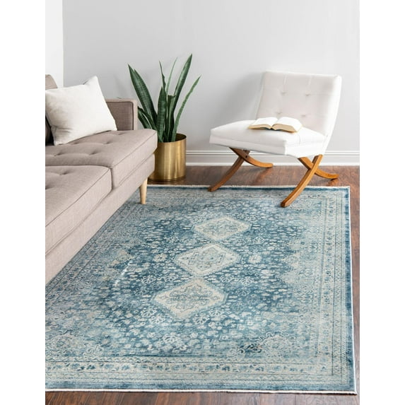 Rugs.com Newport Collection Rug – 7' 10 x 10' 2 Navy Blue Medium Rug Perfect For Living Rooms, Large Dining Rooms, Open Floorplans
