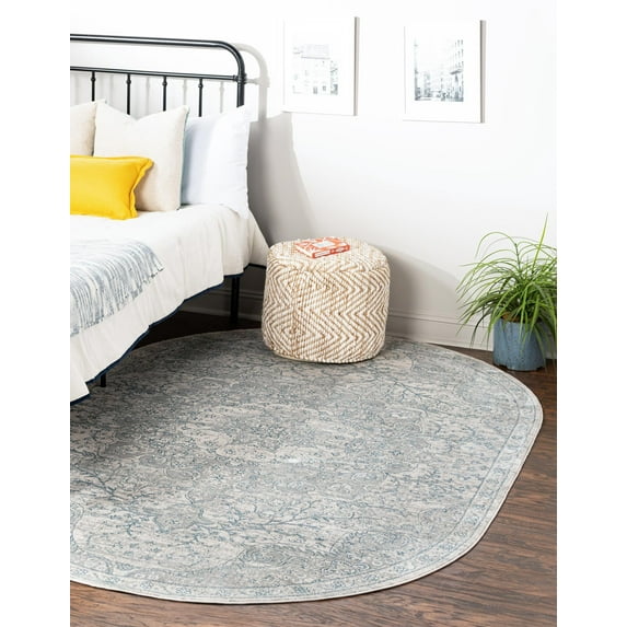 Rugs.com Newport Collection Rug – 7' 10 x 10' 2 Oval Gray Medium Rug Perfect For Living Rooms, Large Dining Rooms, Open Floorplans