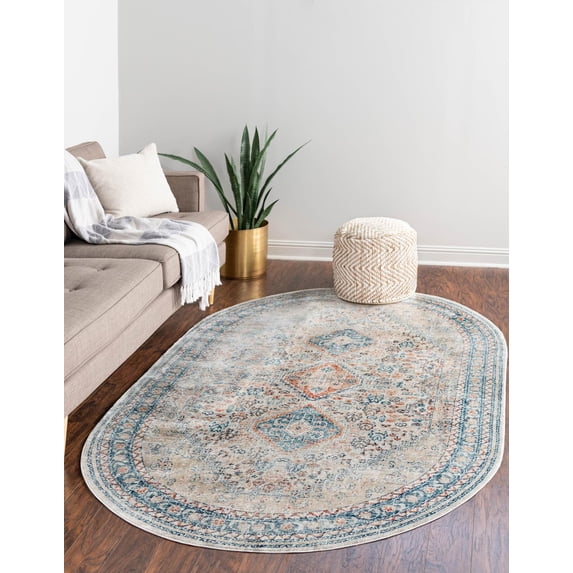 Rugs.com Newport Collection Rug – 7' 10 x 10' 2 Oval Multi Medium Rug Perfect For Living Rooms, Large Dining Rooms, Open Floorplans