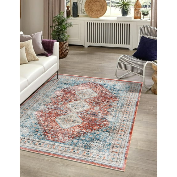 Rugs.com Newport Collection Rug – 9' x 12' Red Medium Rug Perfect For Living Rooms, Large Dining Rooms, Open Floorplans