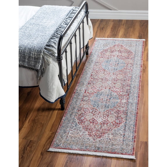Rugs.com Noble Collection Rug – 2' 2 x 6' Runner Red Medium Rug Perfect For Hallways, Entryways