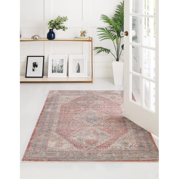 Rugs.com Noble Collection Rug – 4' x 5' 7 Rose Rust Medium Rug Perfect For Entryways, Kitchens, Breakfast Nooks, Accent Pieces