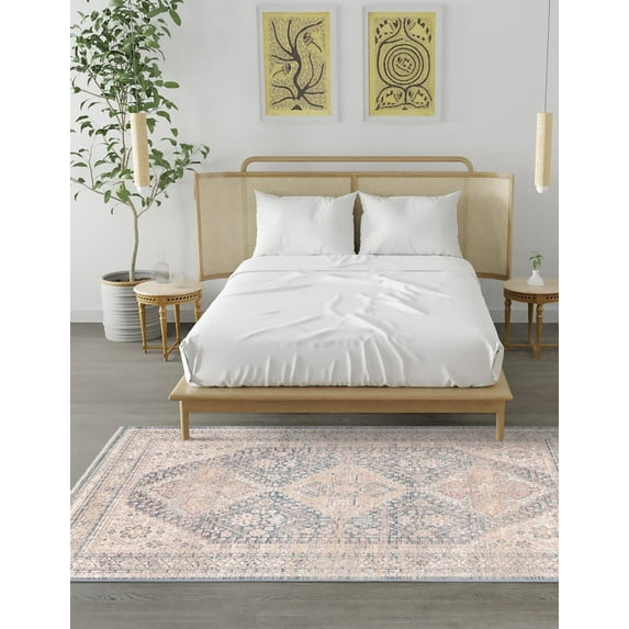 Rugs.com Noble Collection Rug – 5' x 7' 10 Blue Medium Rug Perfect For Bedrooms, Dining Rooms, Living Rooms