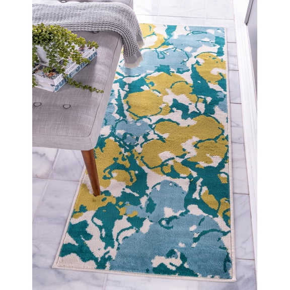 Rugs.com Open Hearts By Jane Seymour Collection Rug – 6 Ft Runner Light Blue Medium Rug Perfect For Hallways, Entryways
