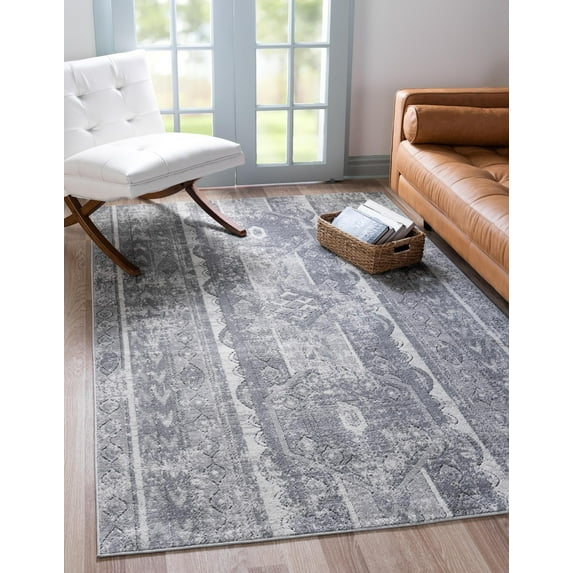 Rugs.com Oregon Collection Rug – 10' x 14' Gray Low-Pile Rug Perfect For Living Rooms, Large Dining Rooms, Open Floorplans