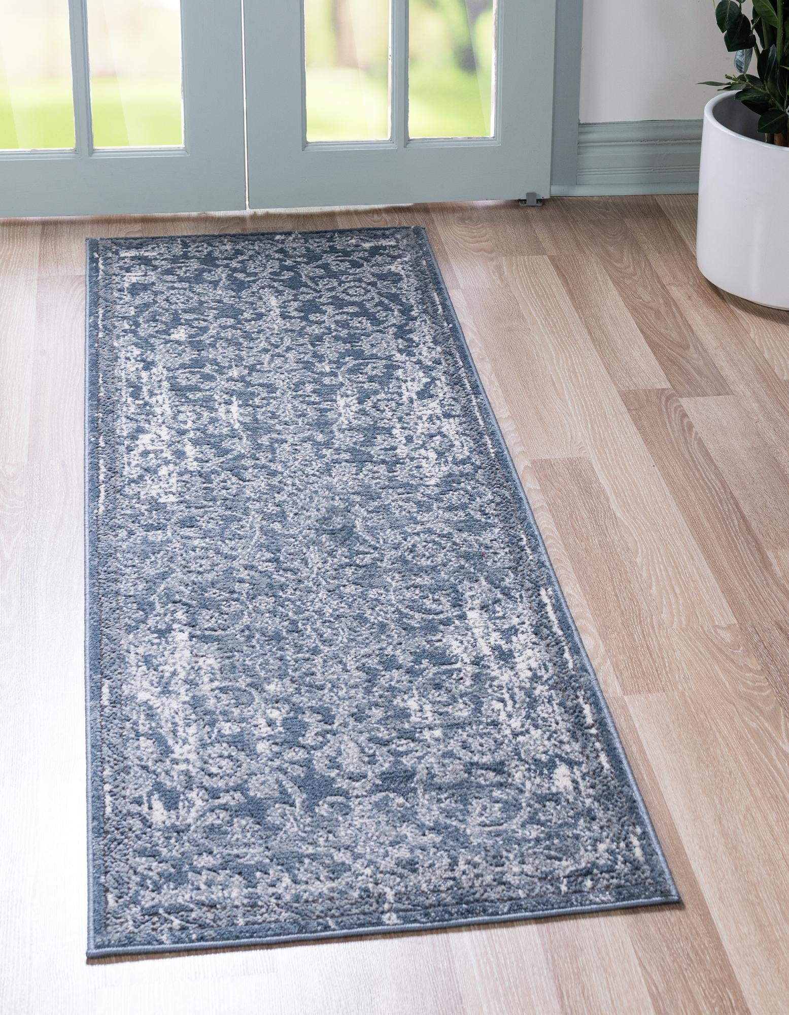 Oregon Rug Blue Rugs, Oregon Collection 12 Ft Runner Blue Low-Pile Rug, Hallways ...