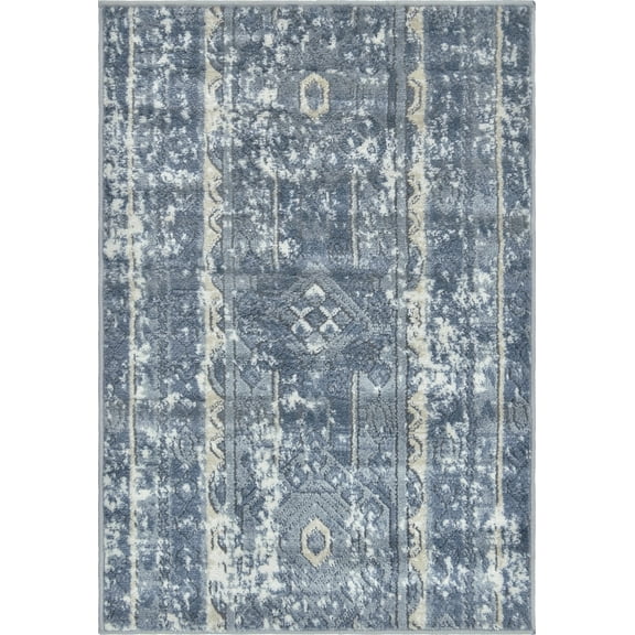 Rugs.com Oregon Collection Rug – 2' 2 x 3' Blue Low-Pile Rug Perfect For Living Rooms, Large Dining Rooms, Open Floorplans