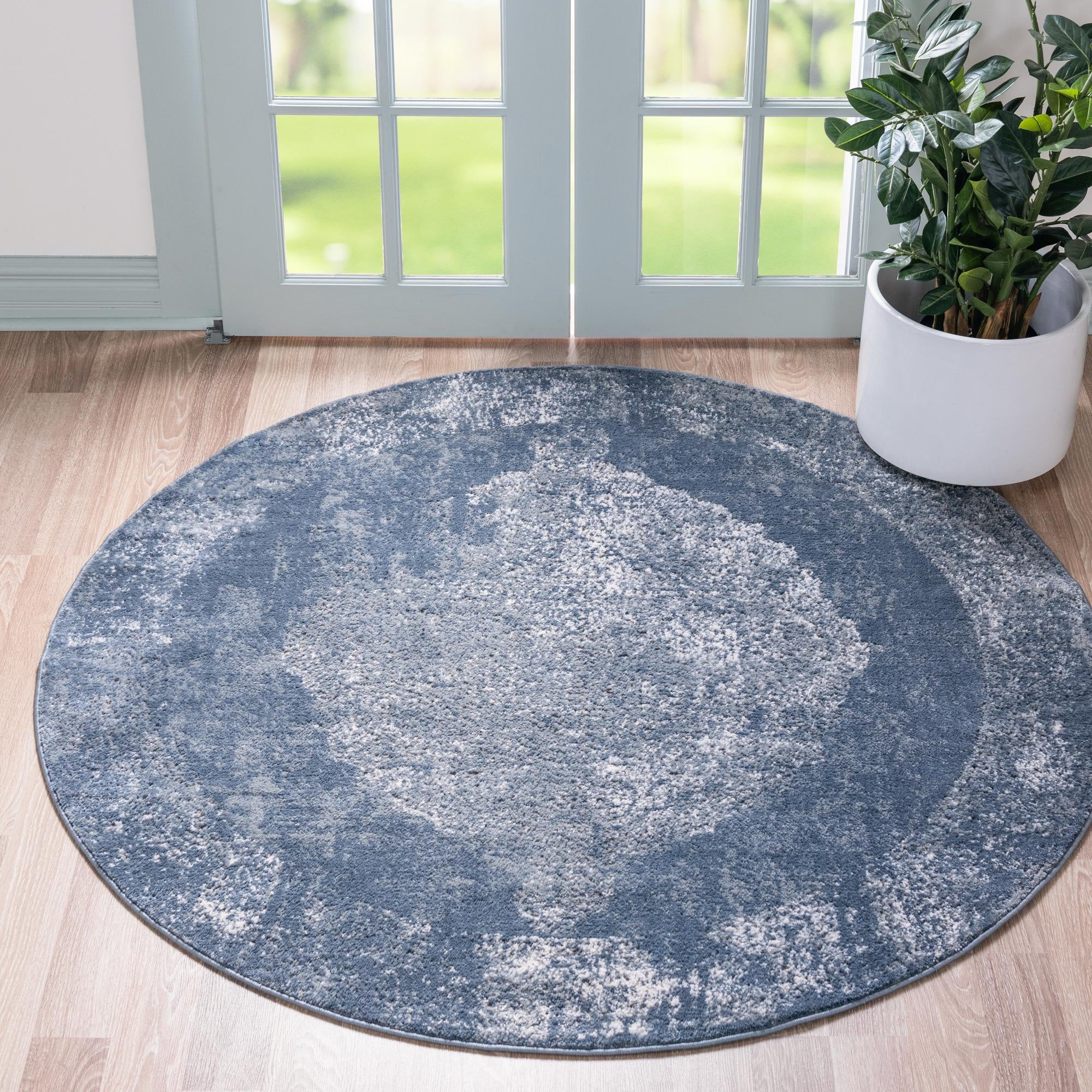 Oregon Rug Blue Rugs.com Oregon Collection Rug – 3 Ft Round Blue Low-Pile Rug Perfect ...