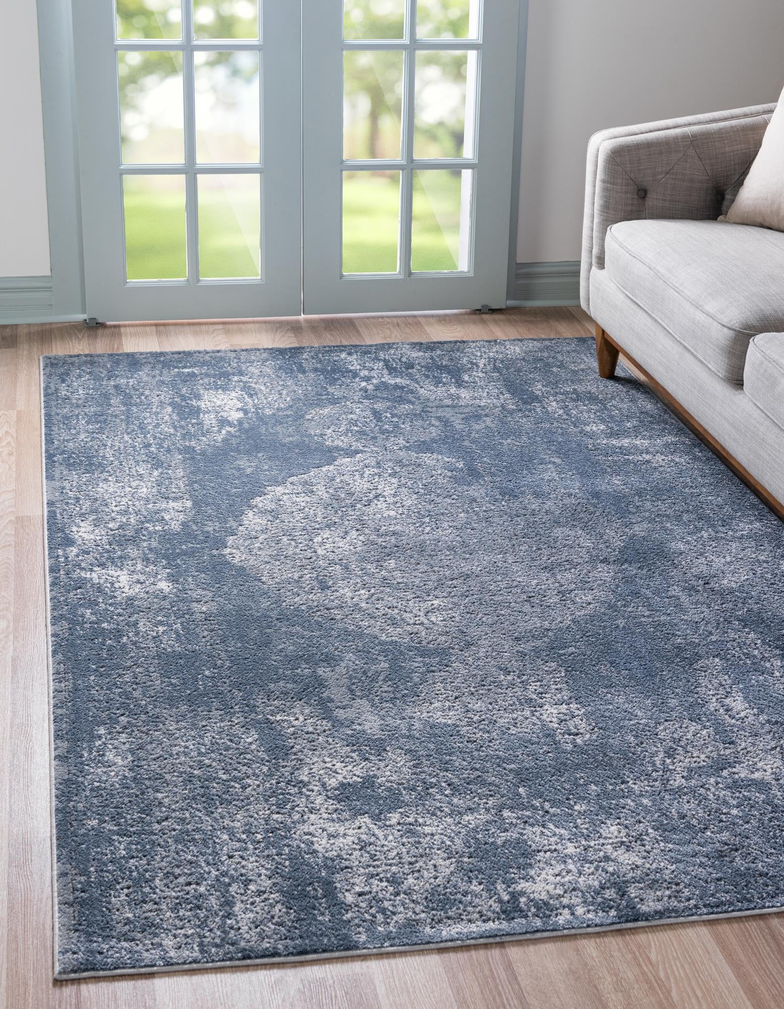 Rugs.com 4' x 6' Blue Low-Pile Oregon Collection Rug For Living, Dining ...