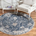thumbnail image 1 of Rugs Oregon Collection Low-Pile Geometric Blue Area Rug, 5 Ft Round, 1 of 9