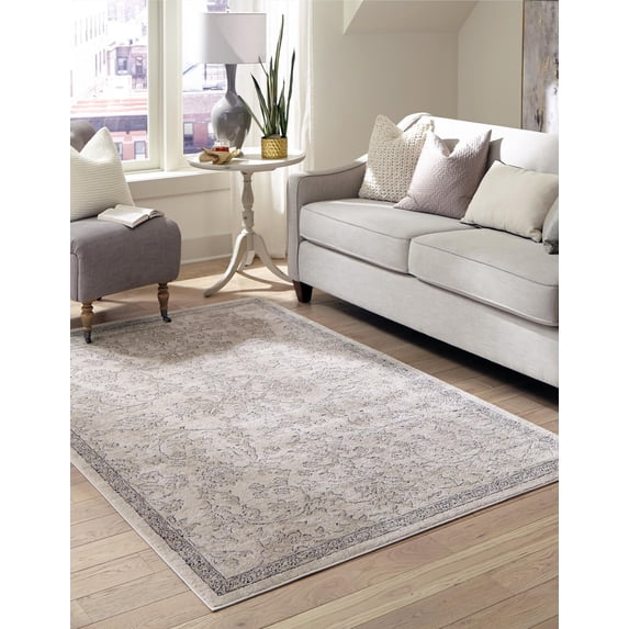 Rugs.com Oregon Collection Rug – 5' x 8' Ivory Low-Pile Rug Perfect For Living Rooms, Large Dining Rooms, Open Floorplans