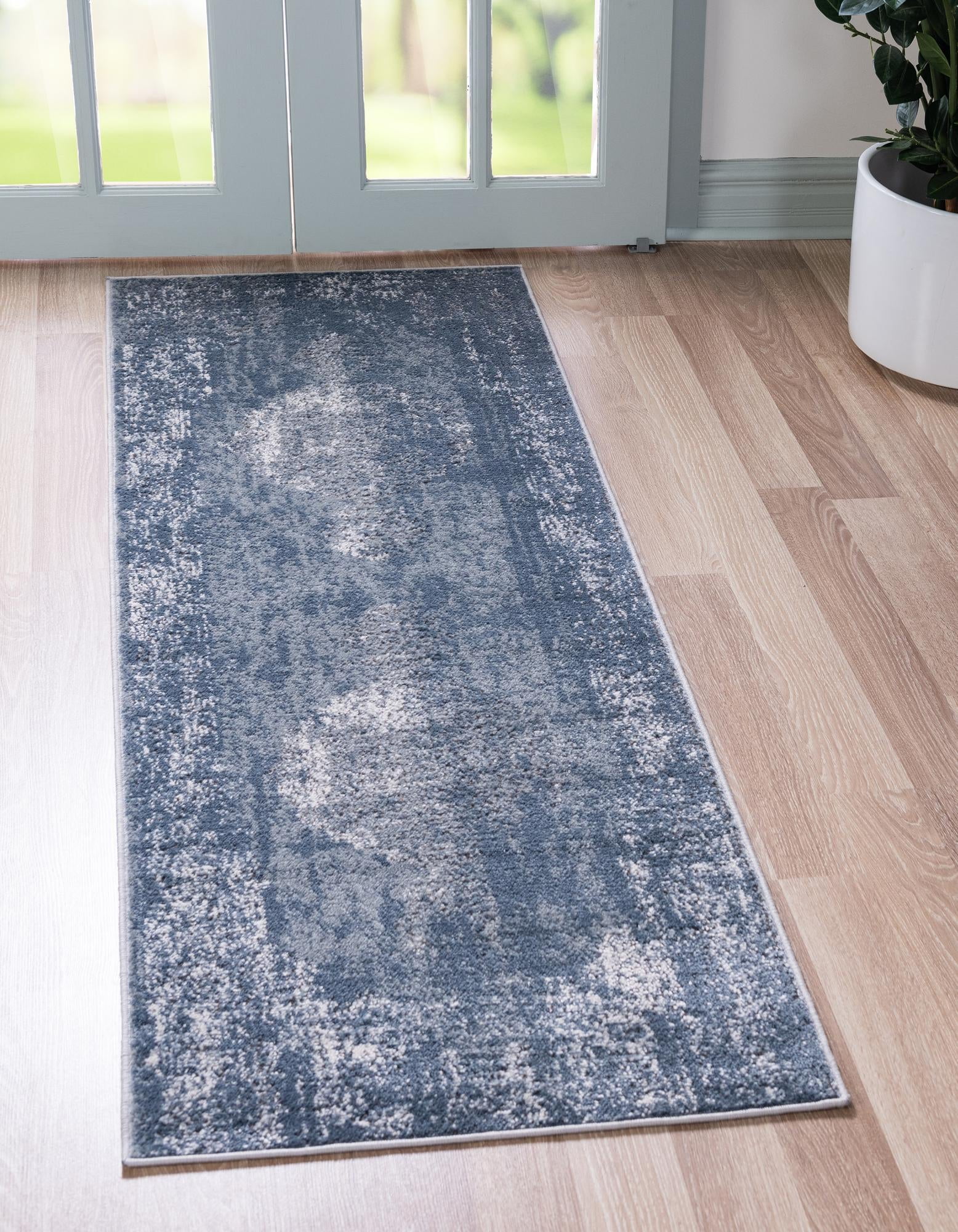 Oregon Rug Blue Rugs.com Oregon Collection Rug – 8 Ft Runner Blue Low-Pile Rug Perfect ...