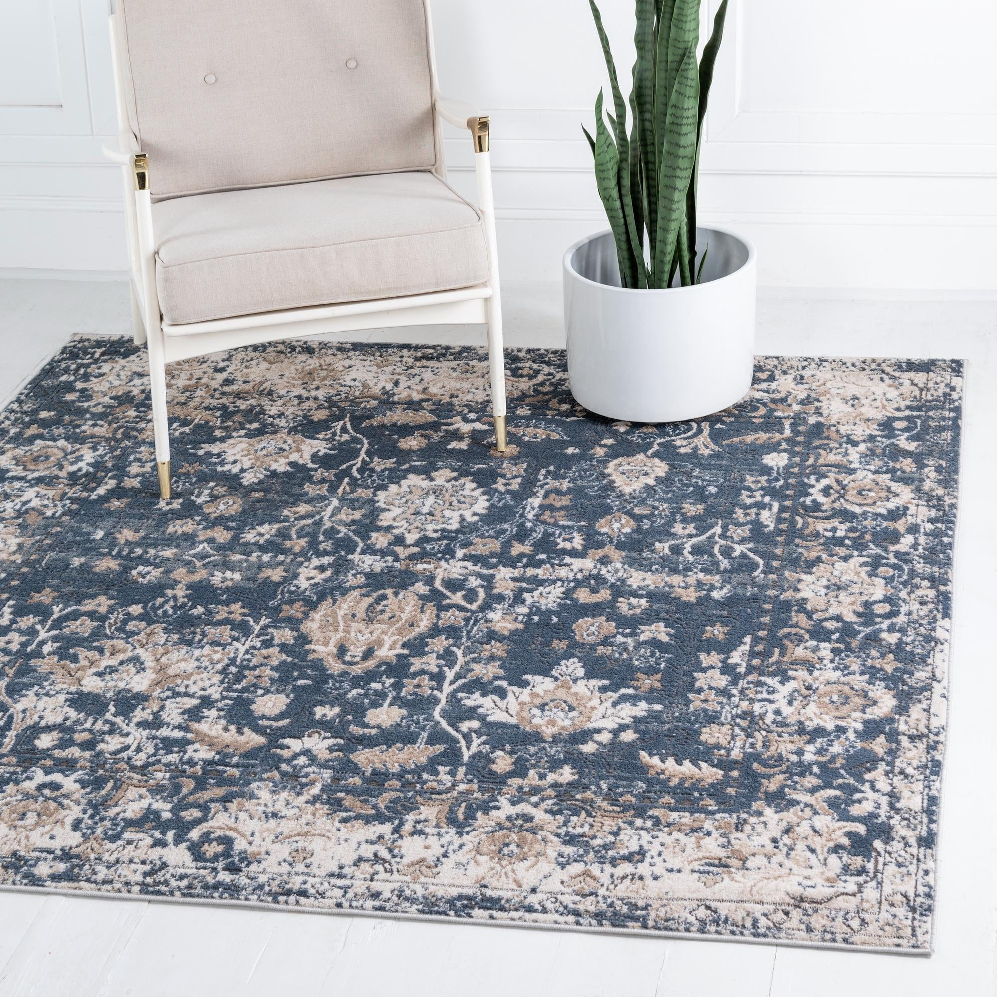Oregon Rug Blue Rugs.com Oregon Collection Rug – 8 Ft Square Blue Low-Pile Rug Perfect ...