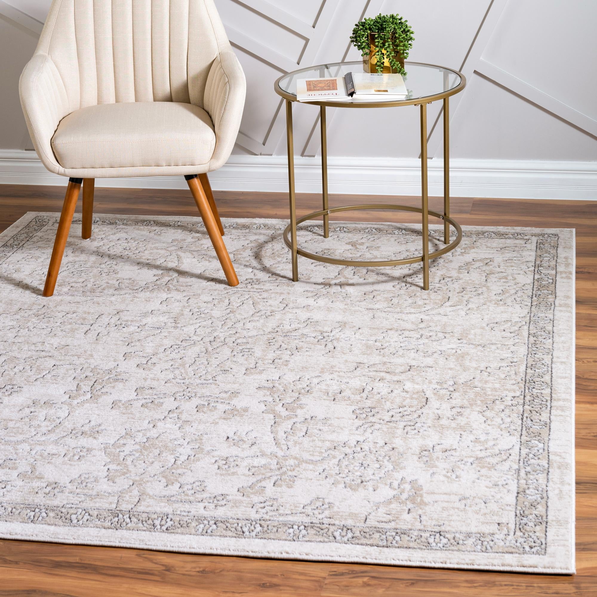 Oregon Collection Rugs Rugs.com Oregon Collection Rug – 8 Ft Square Ivory Low-Pile Rug Perfect ...