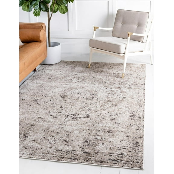 Rugs.com Oregon Collection Rug – 8' x 10' Beige Low-Pile Rug Perfect For Living Rooms, Large Dining Rooms, Open Floorplans