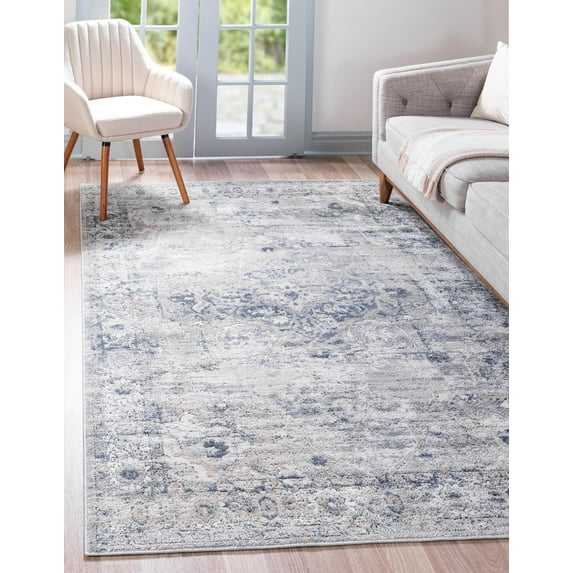 Rugs.com Oregon Collection Rug – 8' x 10' Gray Low-Pile Rug Perfect For Living Rooms, Large Dining Rooms, Open Floorplans