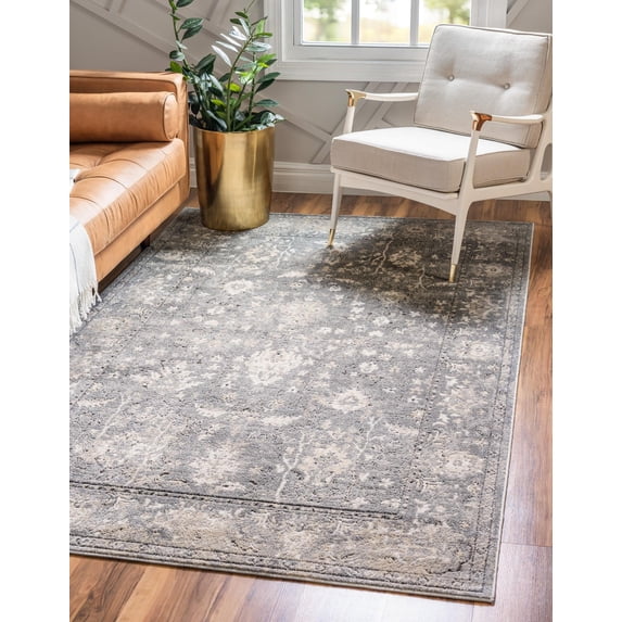 Rugs.com Oregon Collection Rug – 8' x 10' Gray Low-Pile Rug Perfect For Living Rooms, Large Dining Rooms, Open Floorplans