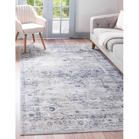 Rugs.com Oregon Collection Rug – 9' x 12' Gray Low-Pile Rug Perfect For Living Rooms, Large Dining Rooms, Open Floorplans