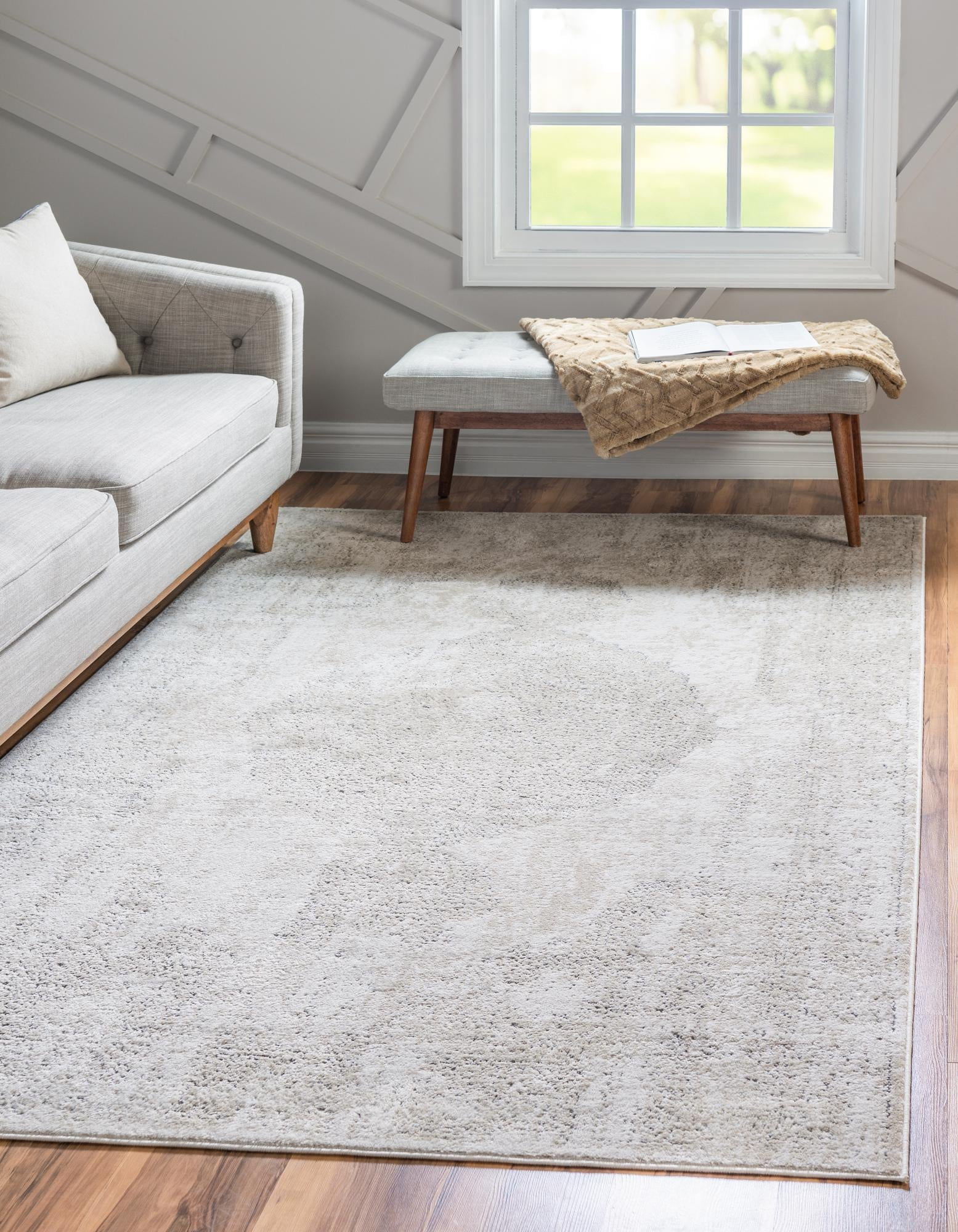 Rugs.com Oregon Collection 9' x 12' Ivory Low-Pile Area Rug For Living ...