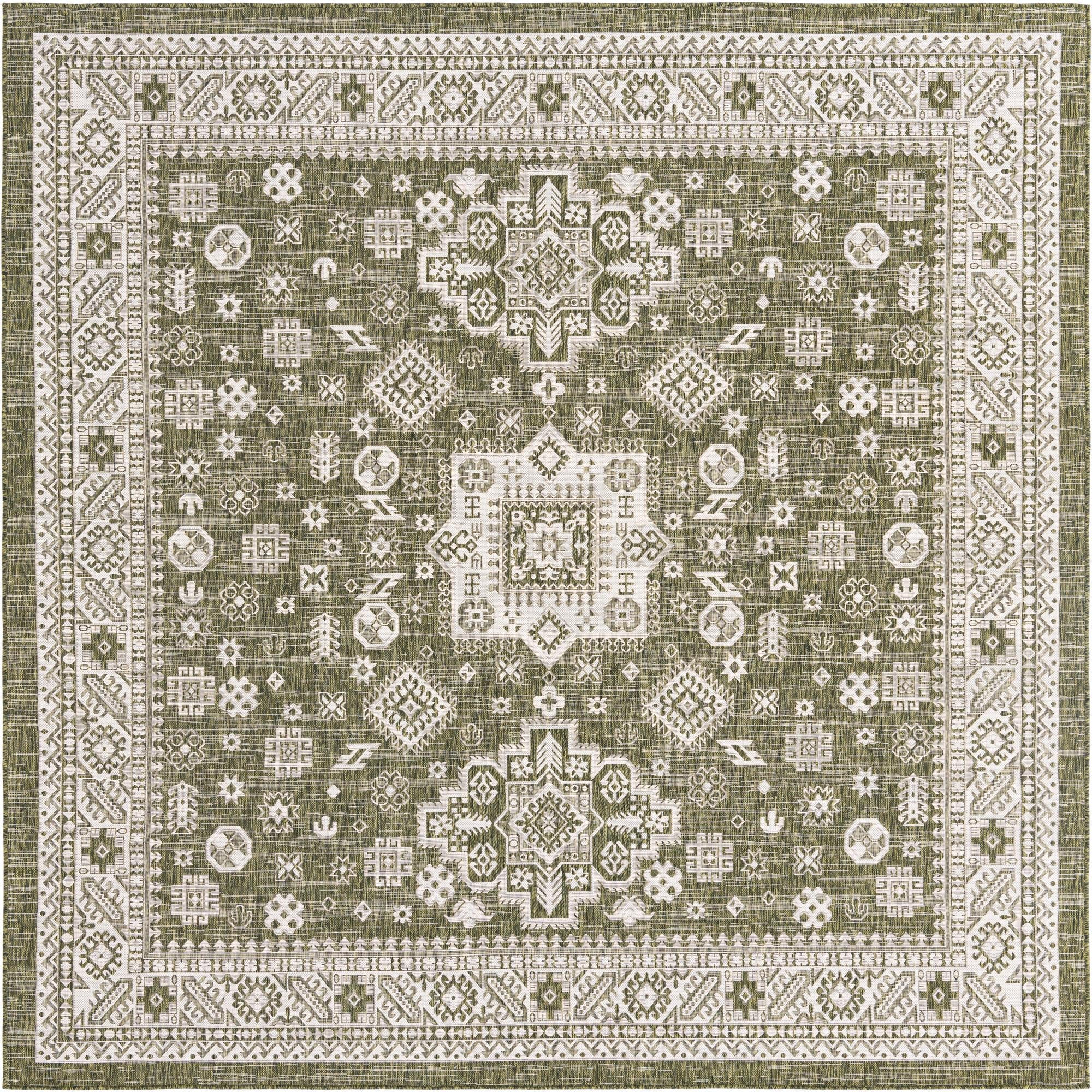 Square Rug Green Rugs.com Outdoor Aztec Collection Rug – 10 Ft Square Green Flatweave ...
