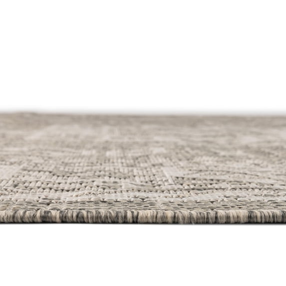 Rugs.com Outdoor Aztec Collection Rug – 10' x 13' Light Gray Flatweave Rug Perfect For Living Rooms, Large Dining Rooms, Open Floorplans