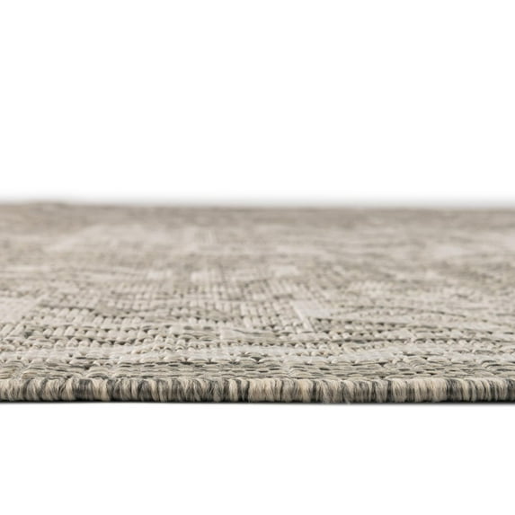 Rugs.com Outdoor Aztec Collection Rug – 3' x 5' Light Gray Flatweave Rug Perfect For Living Rooms, Large Dining Rooms, Open Floorplans