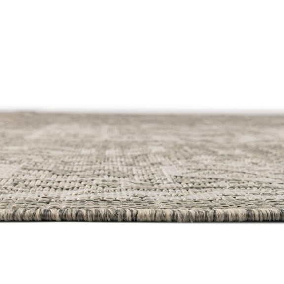 Rugs.com Outdoor Aztec Collection Rug – 3' x 5' Light Gray Flatweave Rug Perfect For Living Rooms, Large Dining Rooms, Open Floorplans