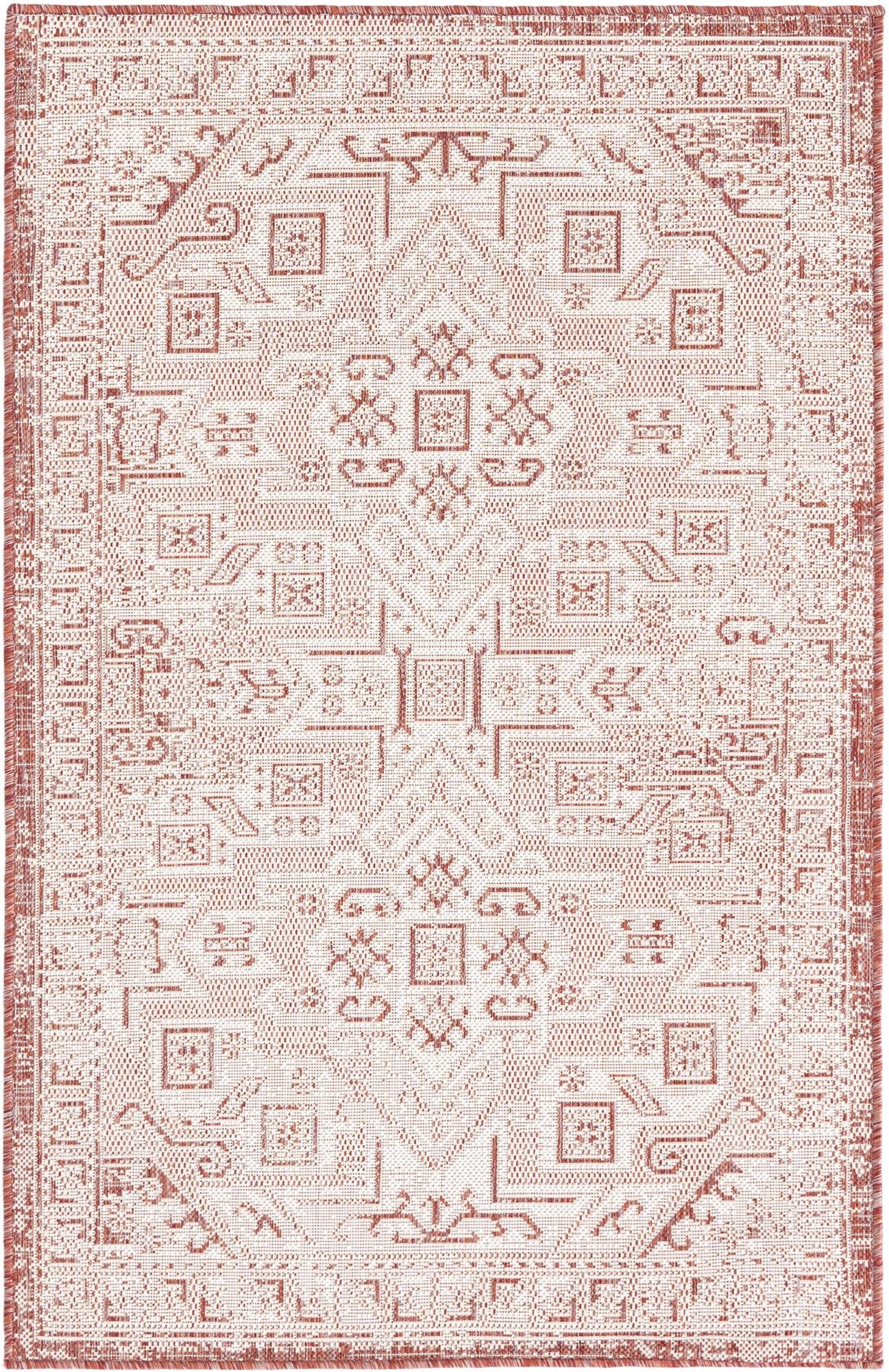 Rust Red Outdoor Rugs Rugs.com Outdoor Aztec Collection Rug – 3' x 5' Rust Red Flatweave Rug ...