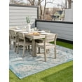thumbnail image 1 of Rugs.com Outdoor Aztec Collection Rug – 4' x 6' Teal Flatweave Rug Perfect For Living Rooms, Large Dining Rooms, Open Floorplans, 1 of 7