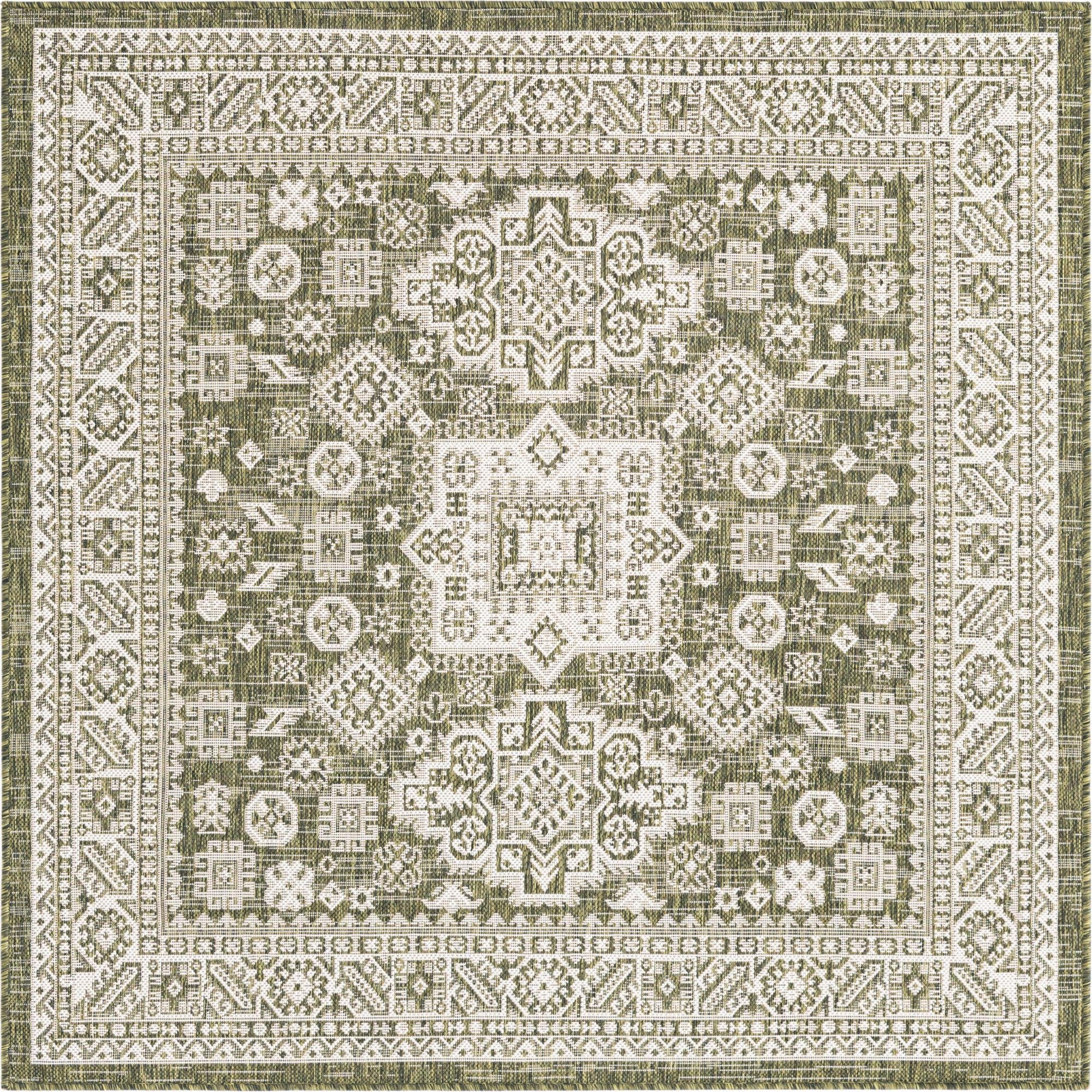 Green Aztec Rug Rugs.com Outdoor Aztec Collection Rug – 5 Ft Square Green Flatweave Rug ...