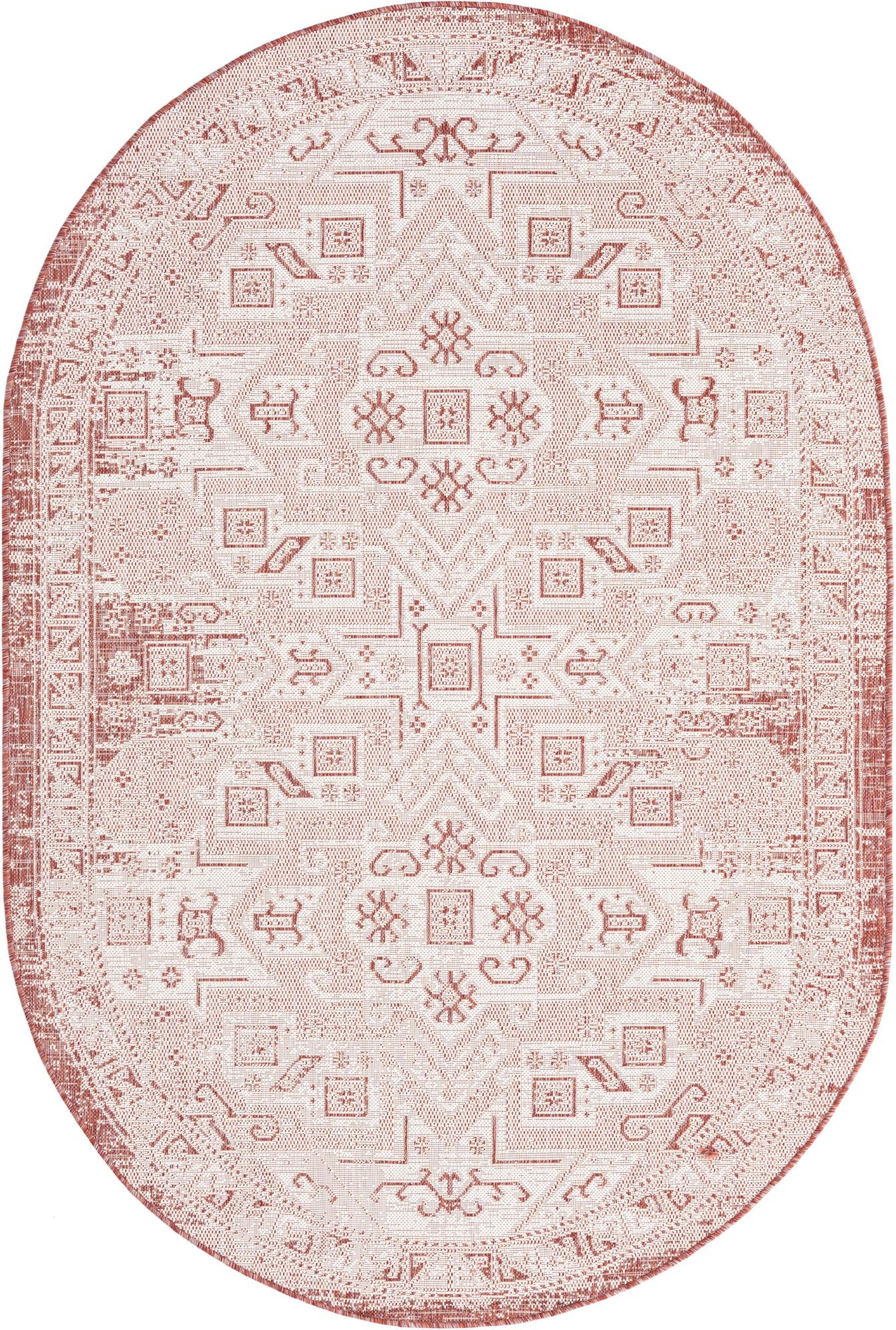 Oval Rust Rug Rugs.com Outdoor Aztec Collection Rug – 5' x 8' Oval Rust Red Flatweave ...
