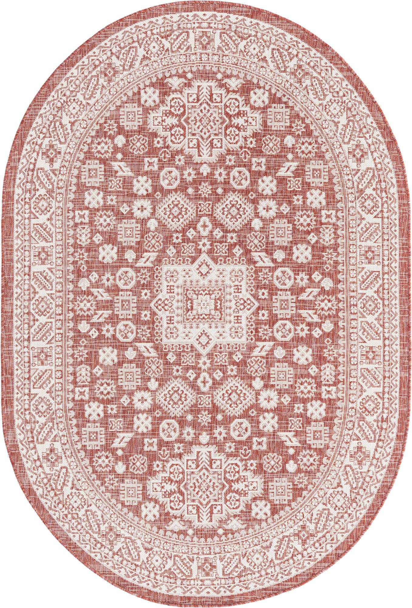 Oval Rust Rug Rugs.com Outdoor Aztec Collection Rug – 5' x 8' Oval Rust Red Flatweave ...