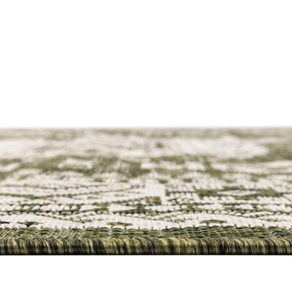 Rugs.com Outdoor Aztec Collection Rug – 6' x 9' Green Flatweave Rug Perfect For Living Rooms, Large Dining Rooms, Open Floorplans