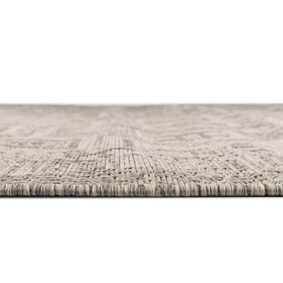 Rugs.com Outdoor Aztec Collection Rug – 7' x 10' Light Gray Flatweave Rug Perfect For Living Rooms, Large Dining Rooms, Open Floorplans