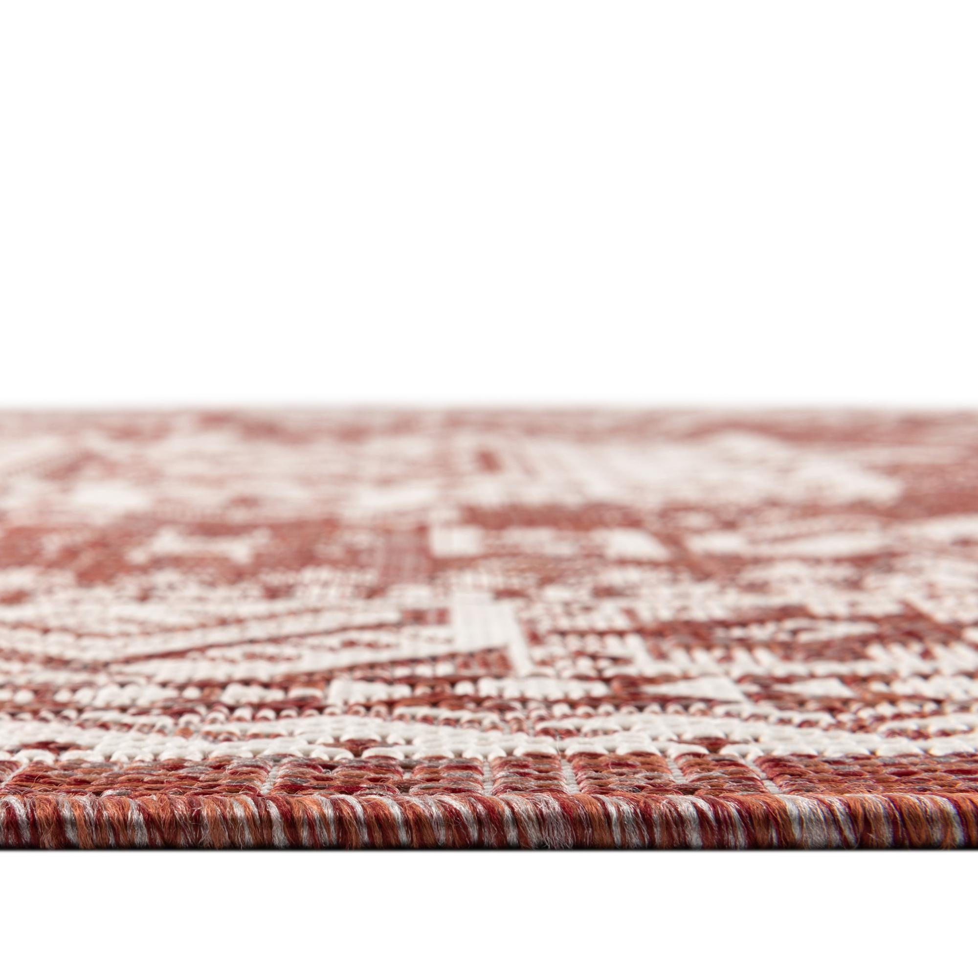 Rugs.com Outdoor Aztec Collection Rug – 7' x 10' Rust Red Flatweave Rug ...