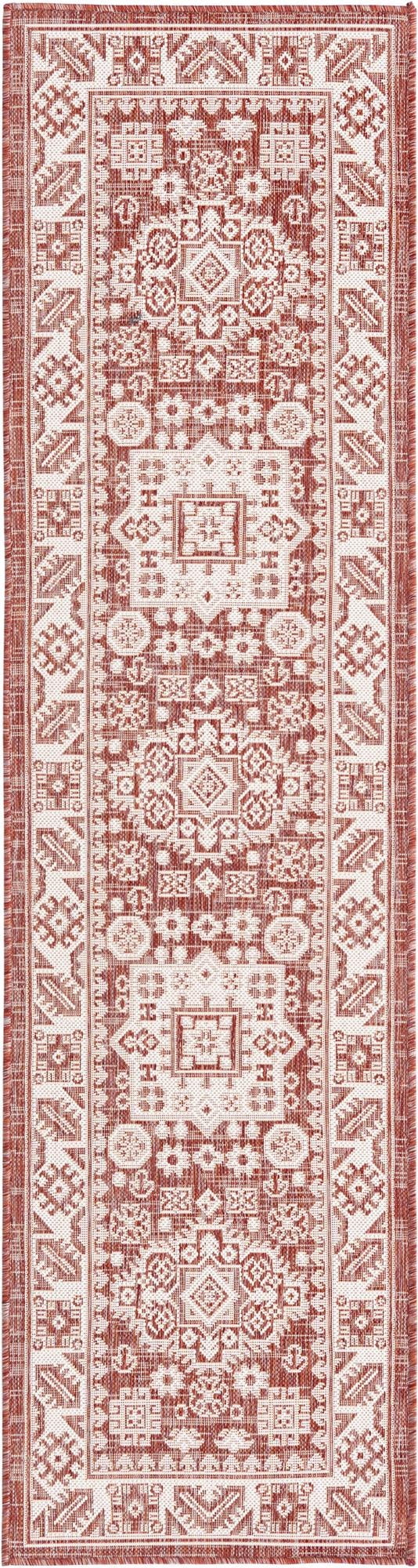 Red Trail Rug Rugs.com Outdoor Aztec Collection Rug – 8 Ft Runner Rust Red Flatweave ...
