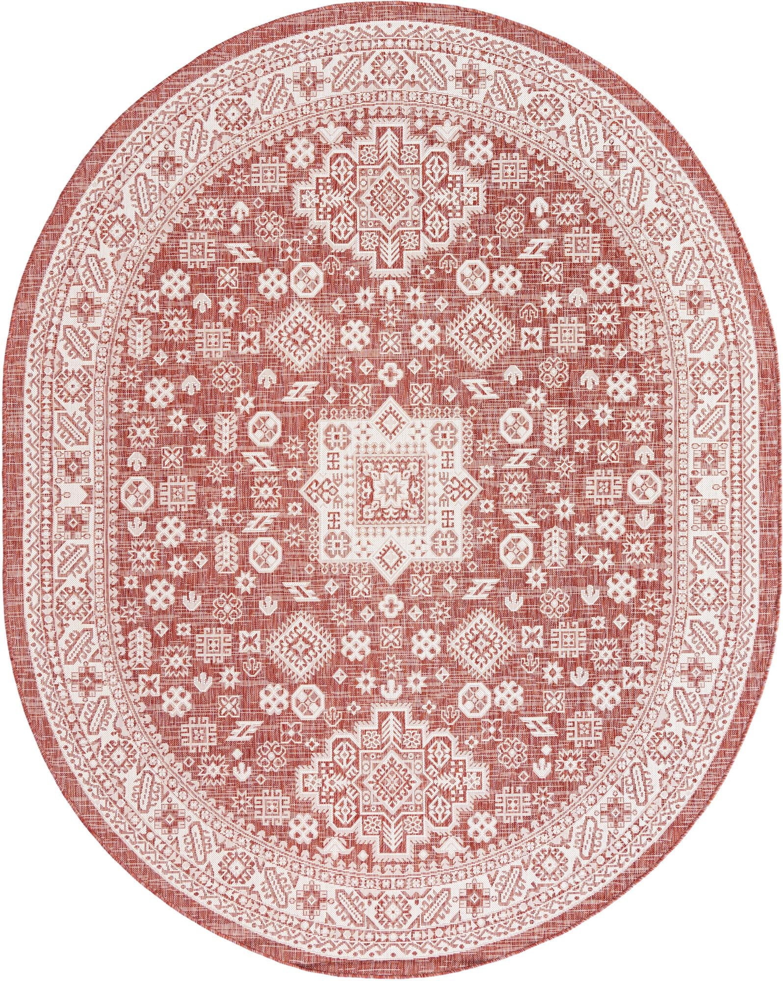 Oval Rust Rug Rugs.com Outdoor Aztec Collection Rug – 8' x 10' Oval Rust Red ...