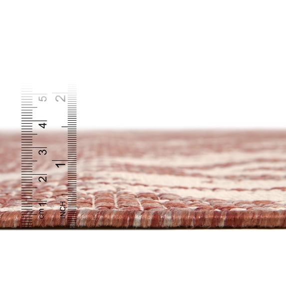 Rugs.com Outdoor Bohemian Collection Rug – 14 Ft Runner Terracotta Flatweave Rug Perfect For Hallways, Entryways