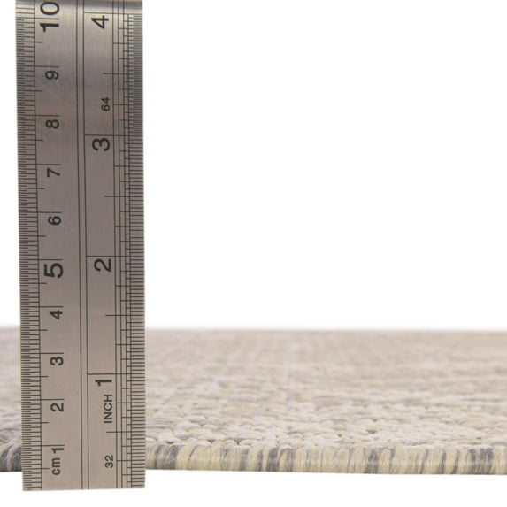 Rugs.com Outdoor Bohemian Collection Rug – 3 Ft Round Gray Flatweave Rug Perfect For Kitchens, Dining Rooms