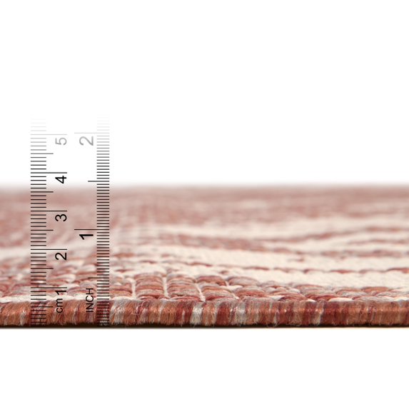 Rugs.com Outdoor Bohemian Collection Rug – 5 Ft Runner Terracotta Flatweave Rug Perfect For Hallways, Entryways