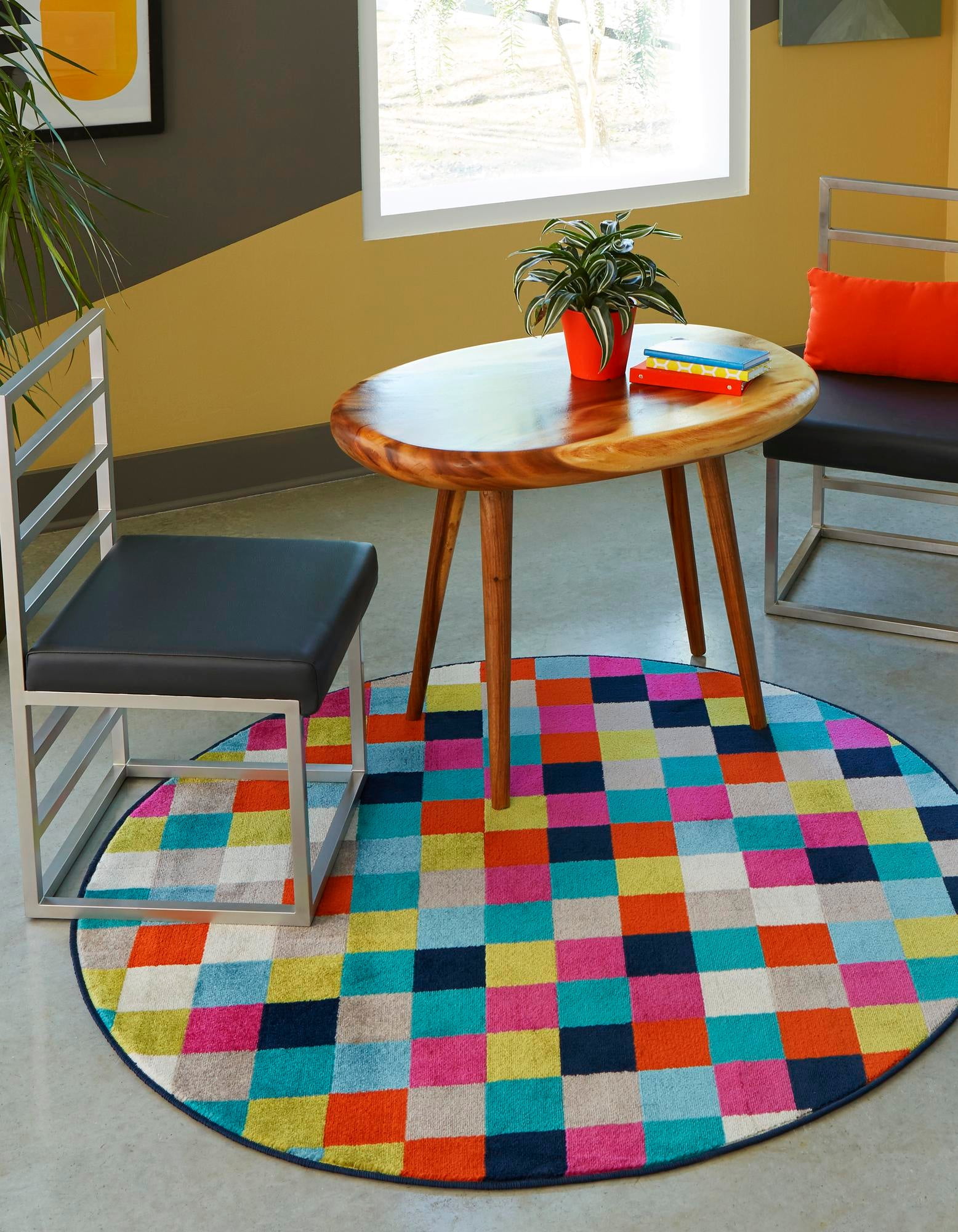 Rugs.com Outdoor Solid Collection Rug – 13 Ft Round Teal Flatweave Rug ...
